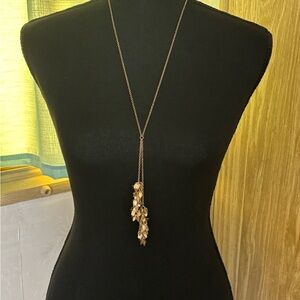 J.Crew Gold Tone Lariat Design Tassels Necklace 26”+2”